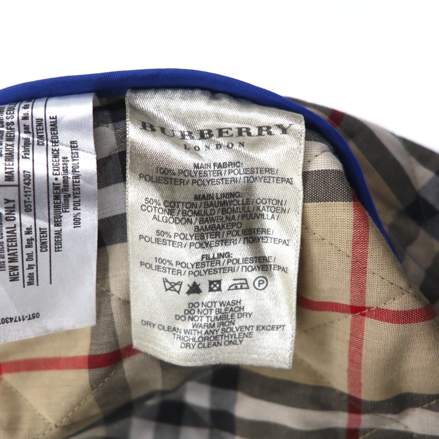 BURBERRY ショート丈 ダブルジップ キルティングジャケット L ブルー 裏地 ノバチェック トルコ製