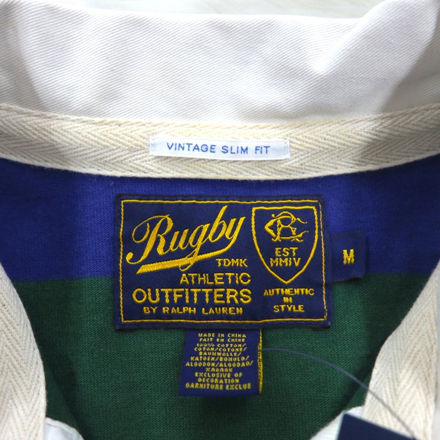 Rugby by RALPH LAUREN ボーダー ラガーシャツ M スカル 刺繍 VINTAGE SLIM FIT 0457067LMYH 未使用品