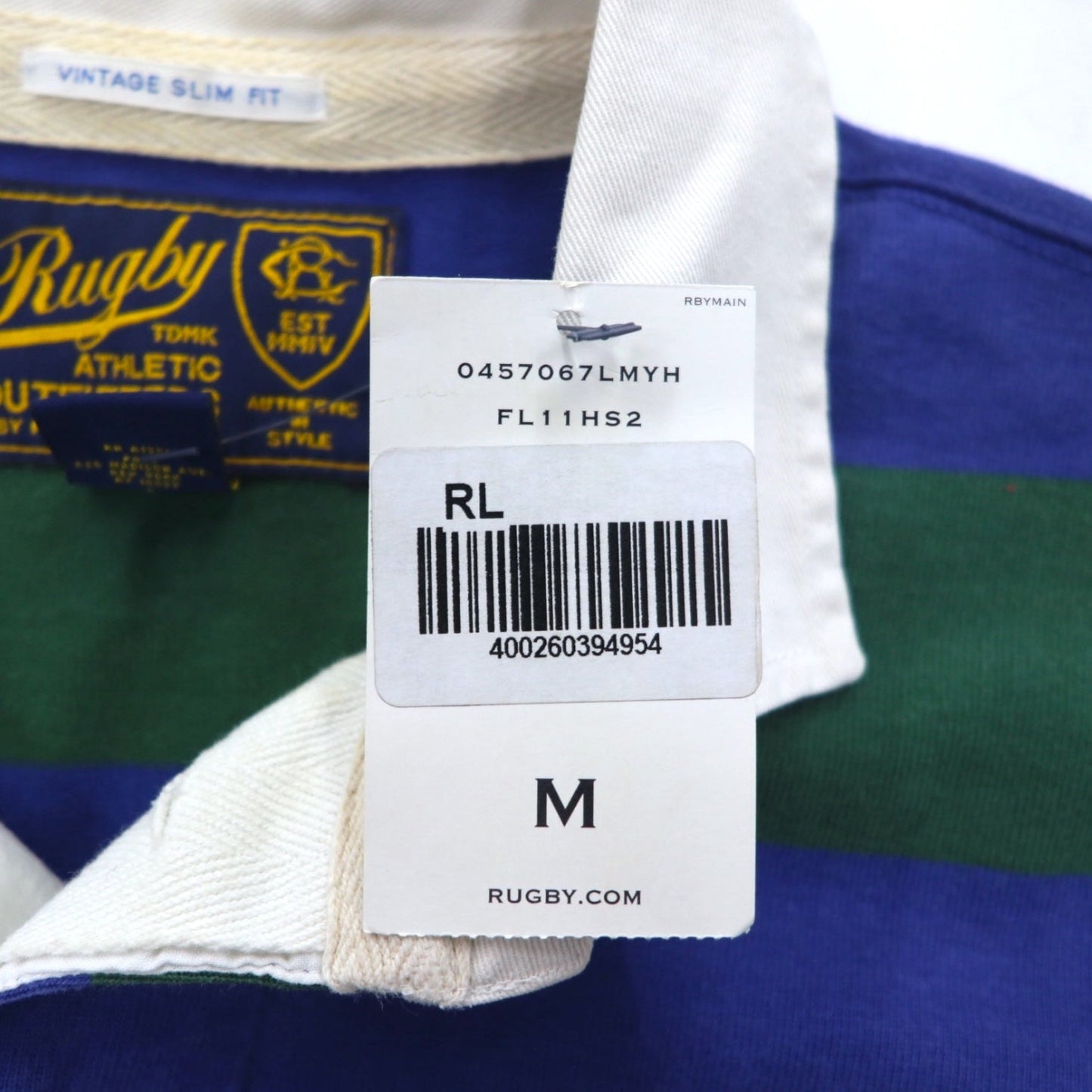 Rugby by RALPH LAUREN ボーダー ラガーシャツ M スカル 刺繍 VINTAGE SLIM FIT 0457067LMYH 未使用品