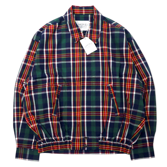 LINCOLN 90年代 スウィングトップ ハリントンジャケット M ネイビー チェック コットン 未使用品