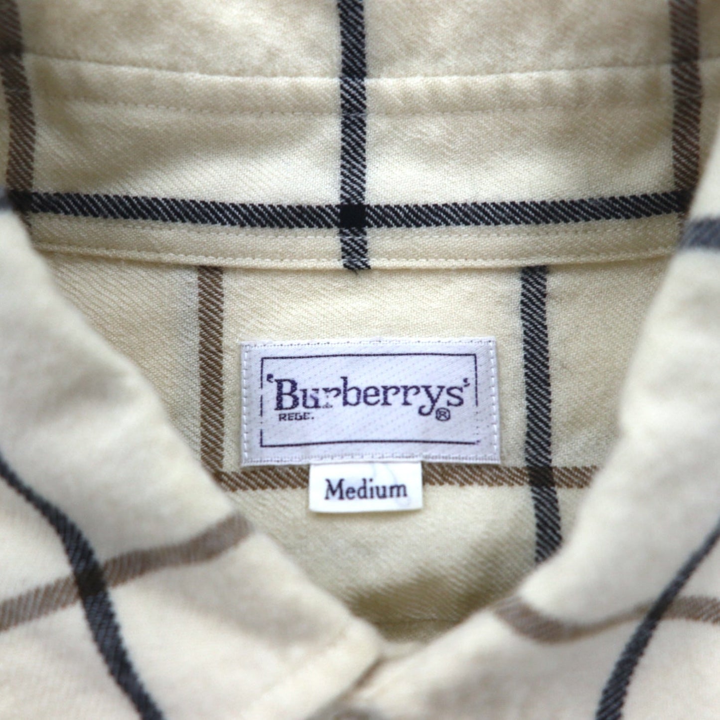 Burberrys 90年代 オールド フランネルシャツ M ベージュ チェック ウール 日本製