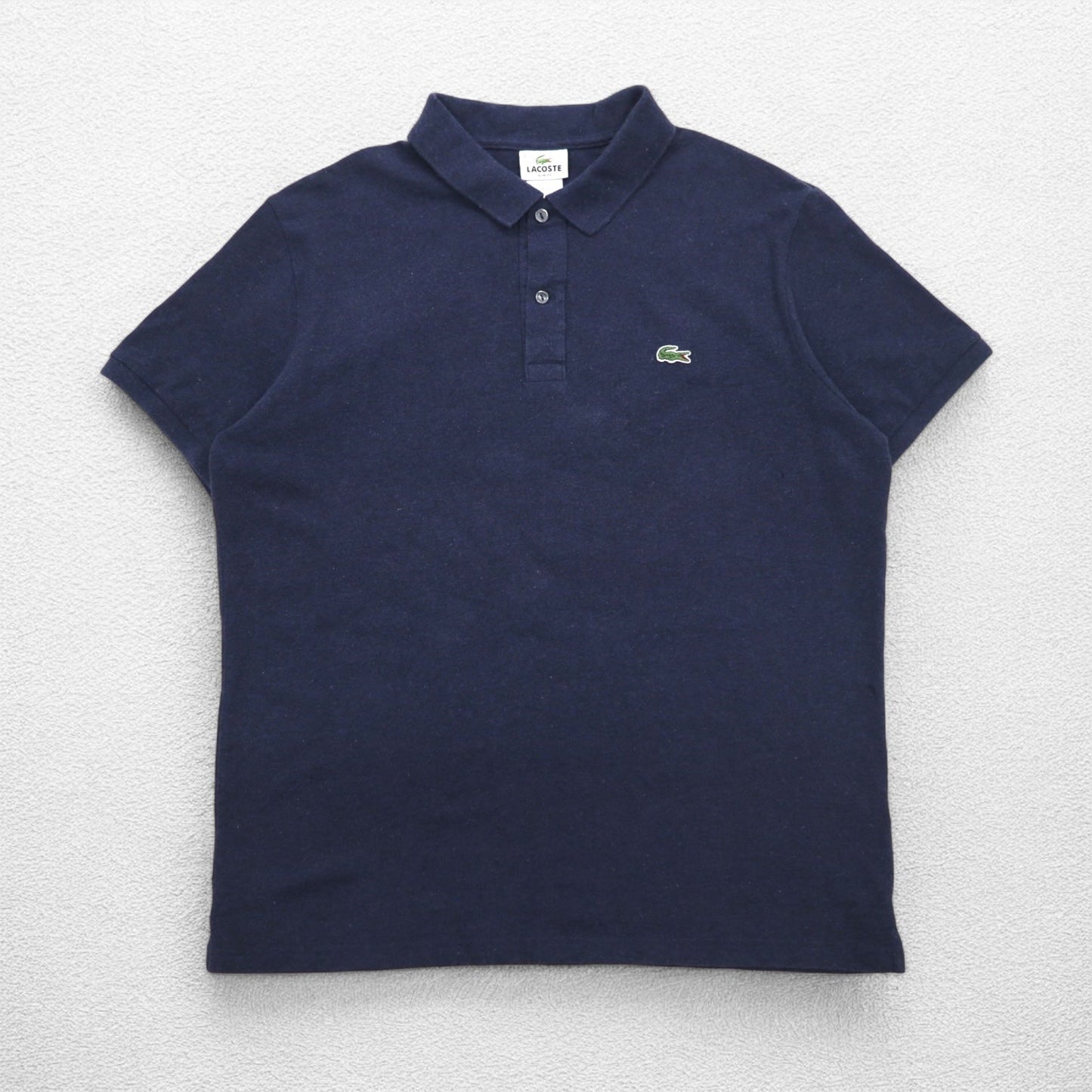 LACOSTE フランスデザイン スリムフィット ポロシャツ 3XL ネイビー コットン 鹿の子 ワンポイントロゴ F7812 エルサルバドル製