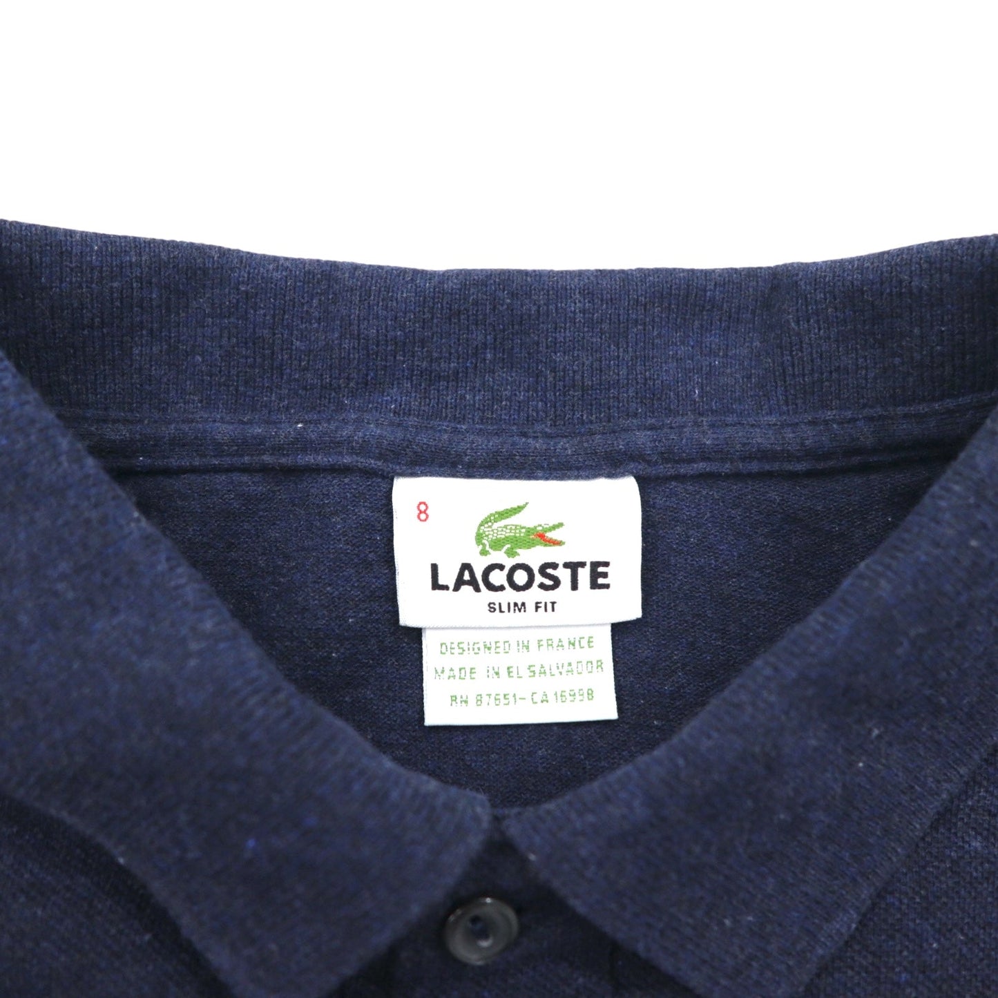 LACOSTE フランスデザイン スリムフィット ポロシャツ 3XL ネイビー コットン 鹿の子 ワンポイントロゴ F7812 エルサルバドル製
