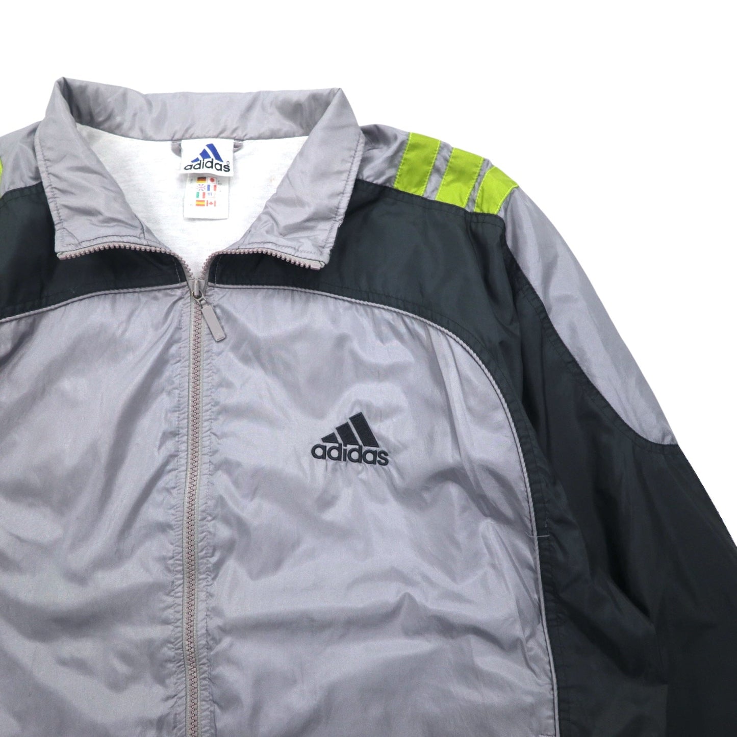adidas 00年代 3ストライプ ナイロンジャケット トラックジャケット ジャージ XL グレー