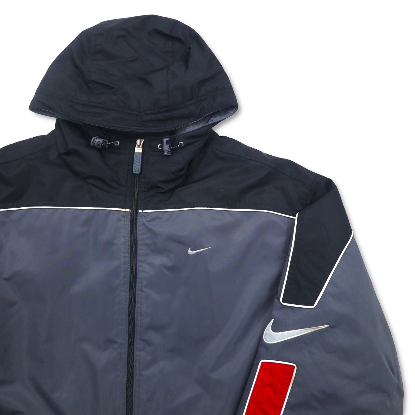 NIKE 00年代 ナイロンジャケット インサレーションパーカー L シルバー 中綿 スウォッシュロゴ