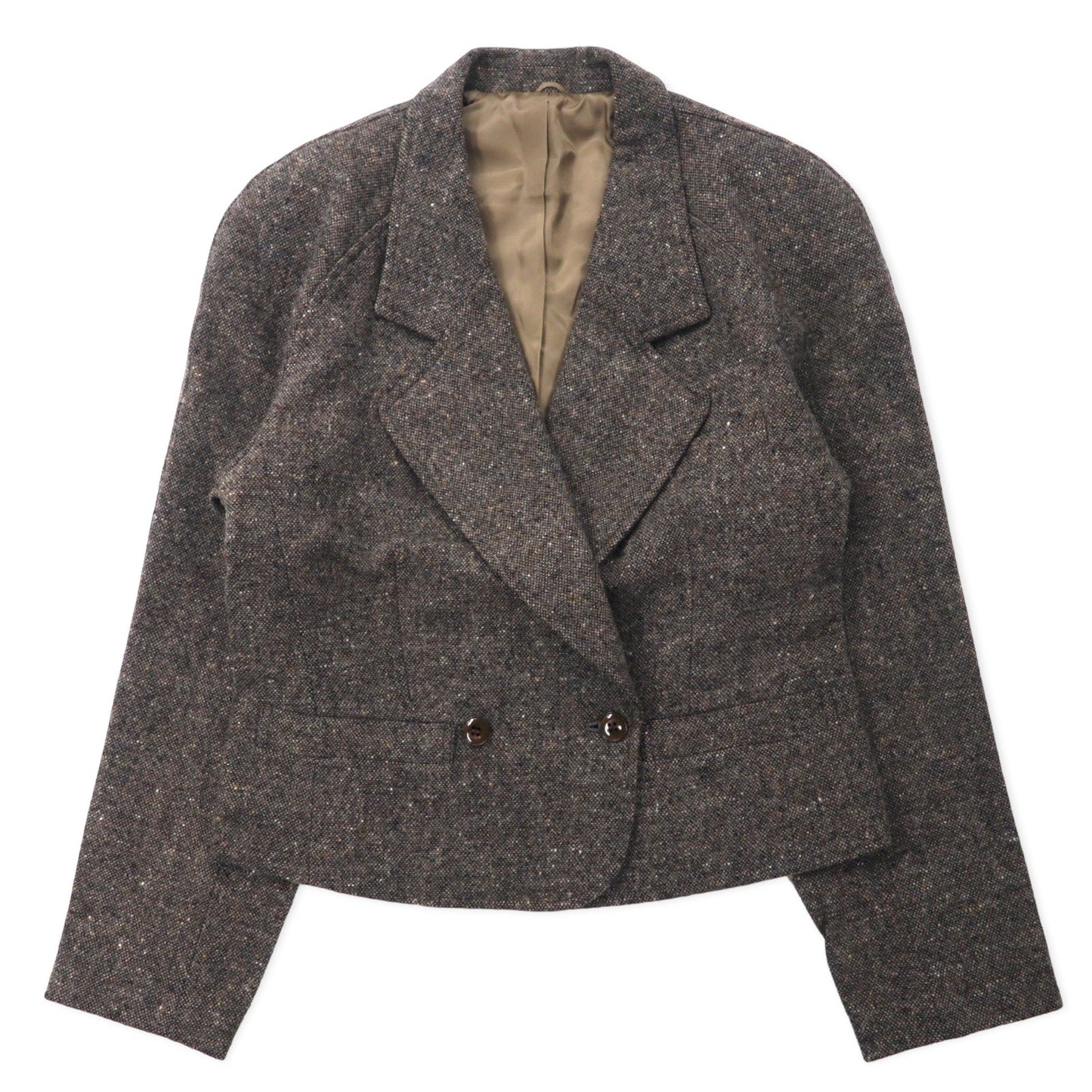 KENZO ダブル ツイード テーラードジャケット M ブラウン ウール オールド 日本製