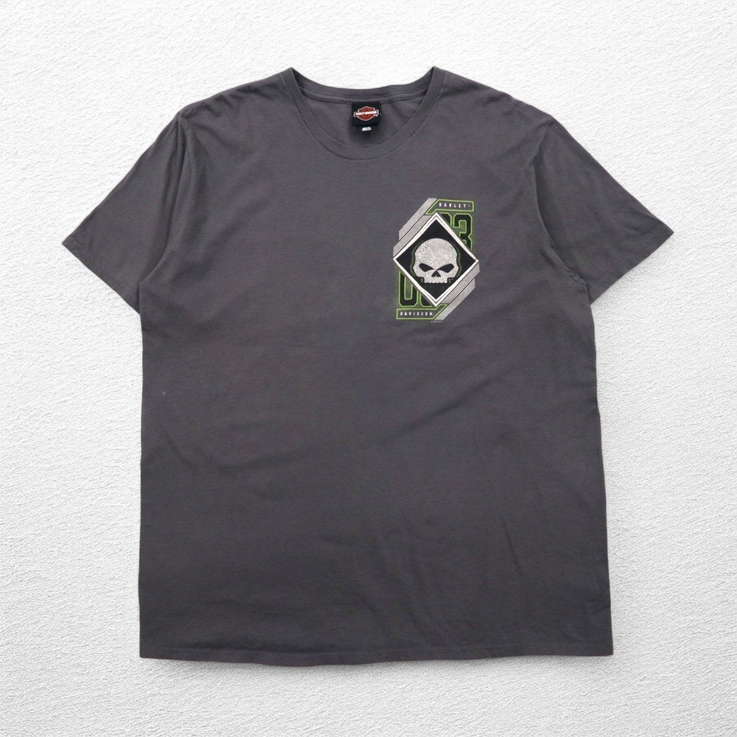 HARLEY DAVIDSON スカルプリント Tシャツ 2XL グレー コットン ALAMO CITY ハイチ製