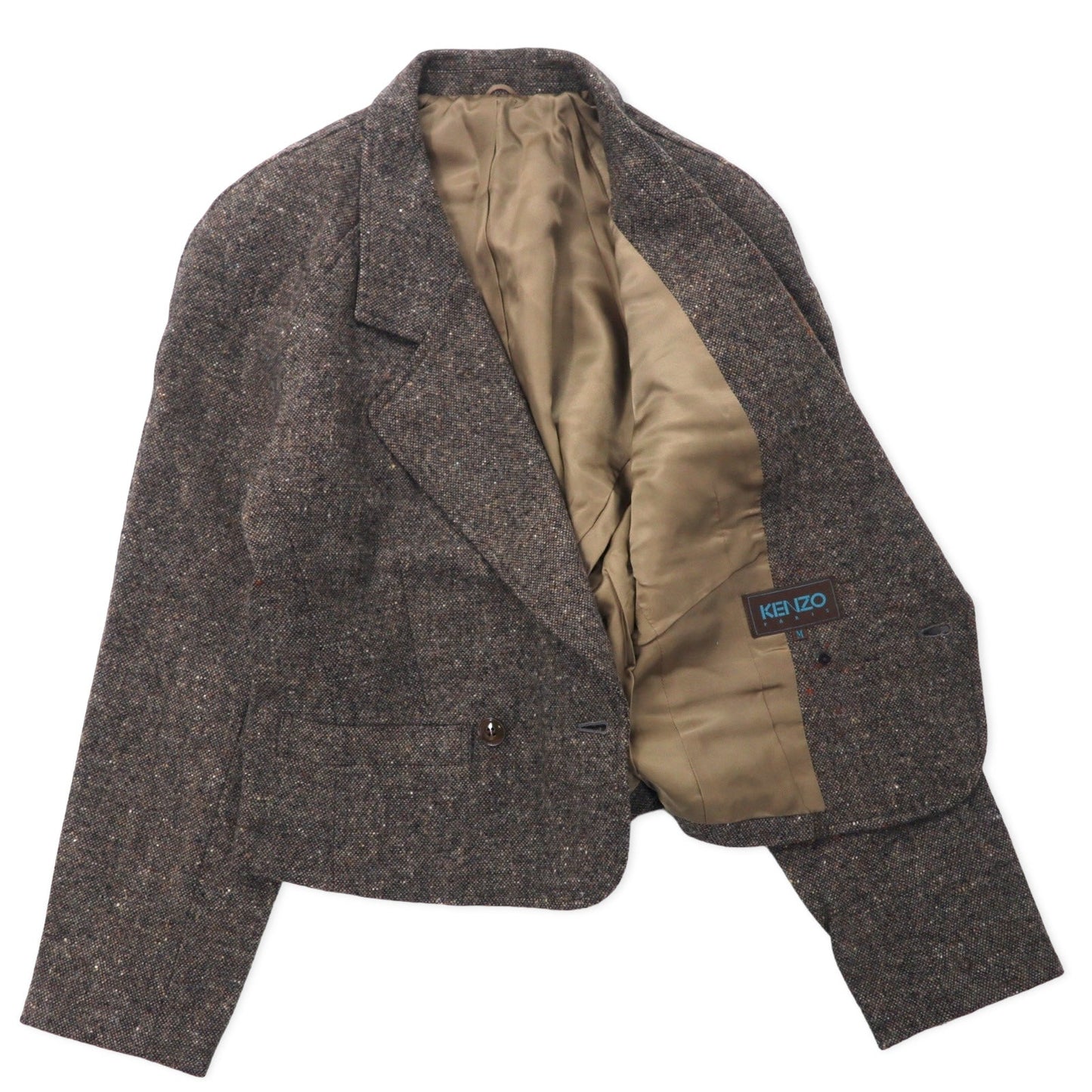 KENZO ダブル ツイード テーラードジャケット M ブラウン ウール オールド 日本製