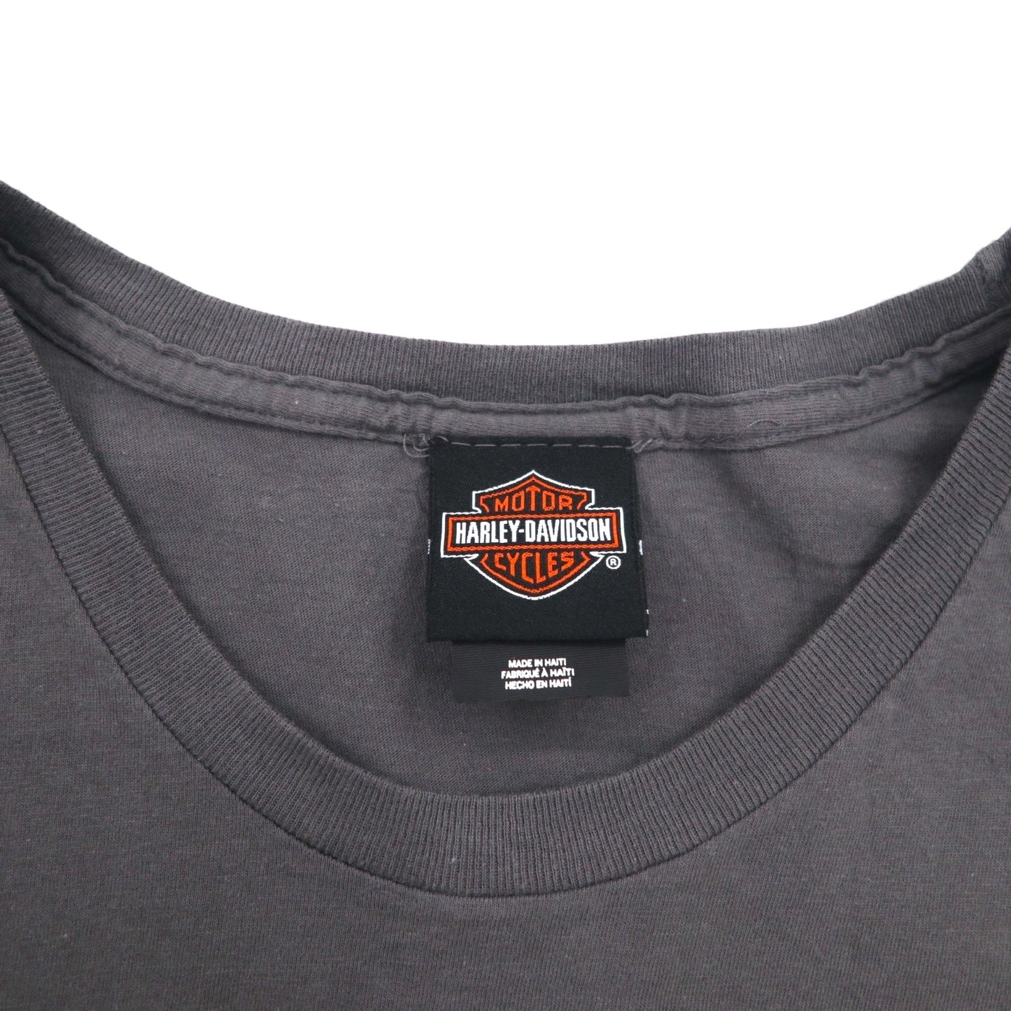 HARLEY DAVIDSON スカルプリント Tシャツ 2XL グレー コットン ALAMO CITY ハイチ製