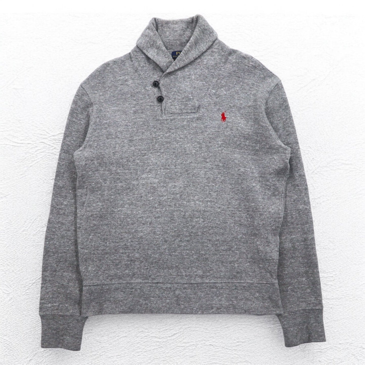 POLO RALPH LAUREN ショールカラー スウェット S グレー スモールポニー 刺繍 スリランカ製