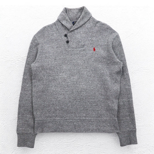 POLO RALPH LAUREN ショールカラー スウェット S グレー スモールポニー 刺繍 スリランカ製