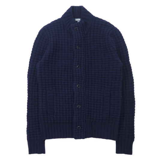 BONOBOS ワッフル編み ローゲージ ニット カーディガン  M ネイビー ラムウール