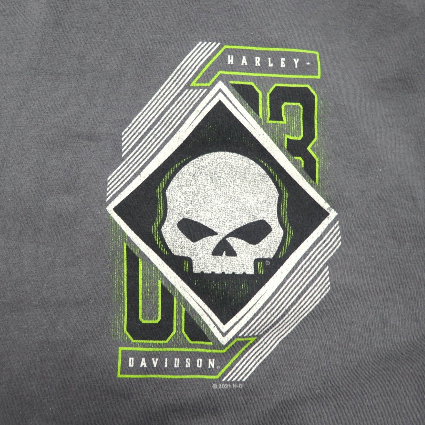 HARLEY DAVIDSON スカルプリント Tシャツ 2XL グレー コットン ALAMO CITY ハイチ製