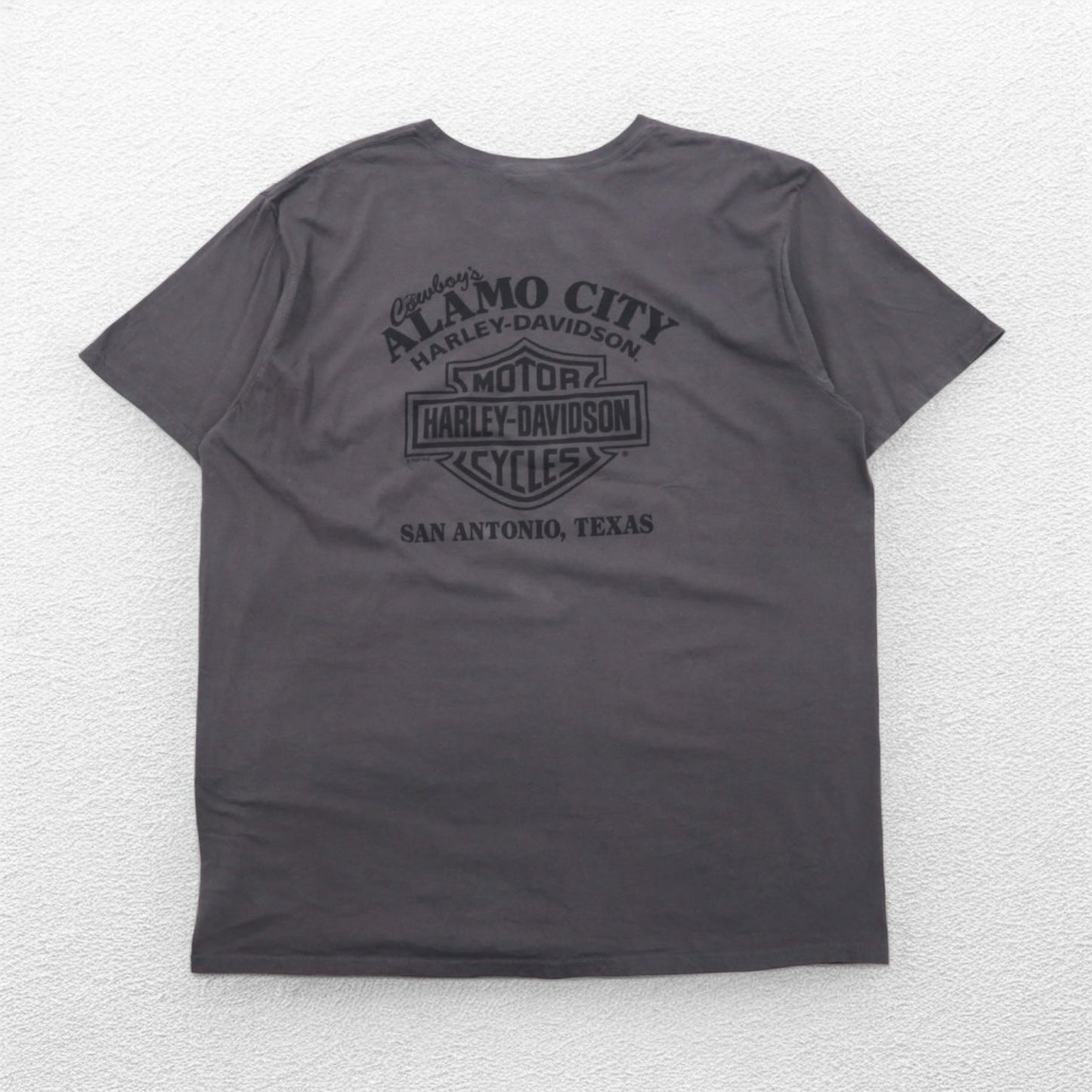 HARLEY DAVIDSON スカルプリント Tシャツ 2XL グレー コットン ALAMO CITY ハイチ製