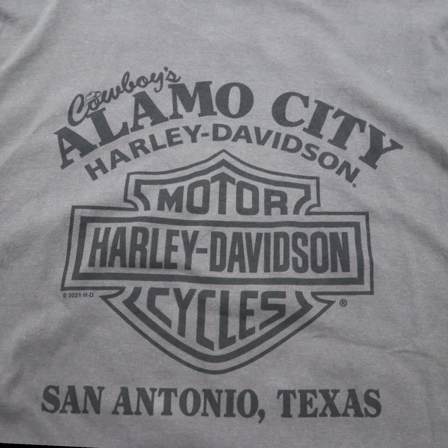 HARLEY DAVIDSON スカルプリント Tシャツ 2XL グレー コットン ALAMO CITY ハイチ製