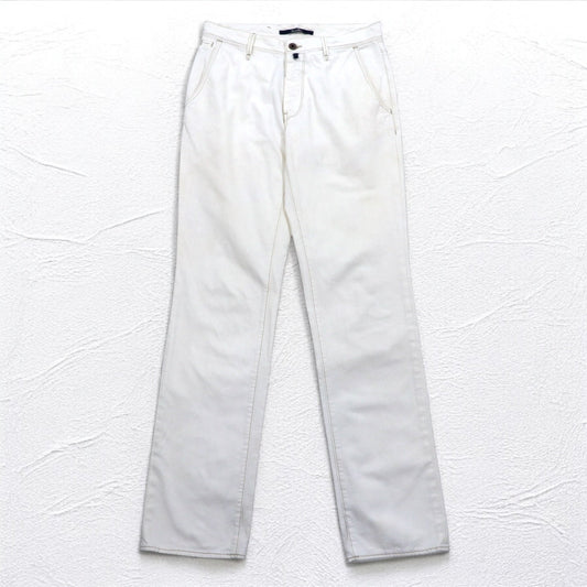 INCOTEX ルーマニア製 デニムパンツ M ホワイト コットン TOMM SLIM レザーパッチ ジッパーフライ