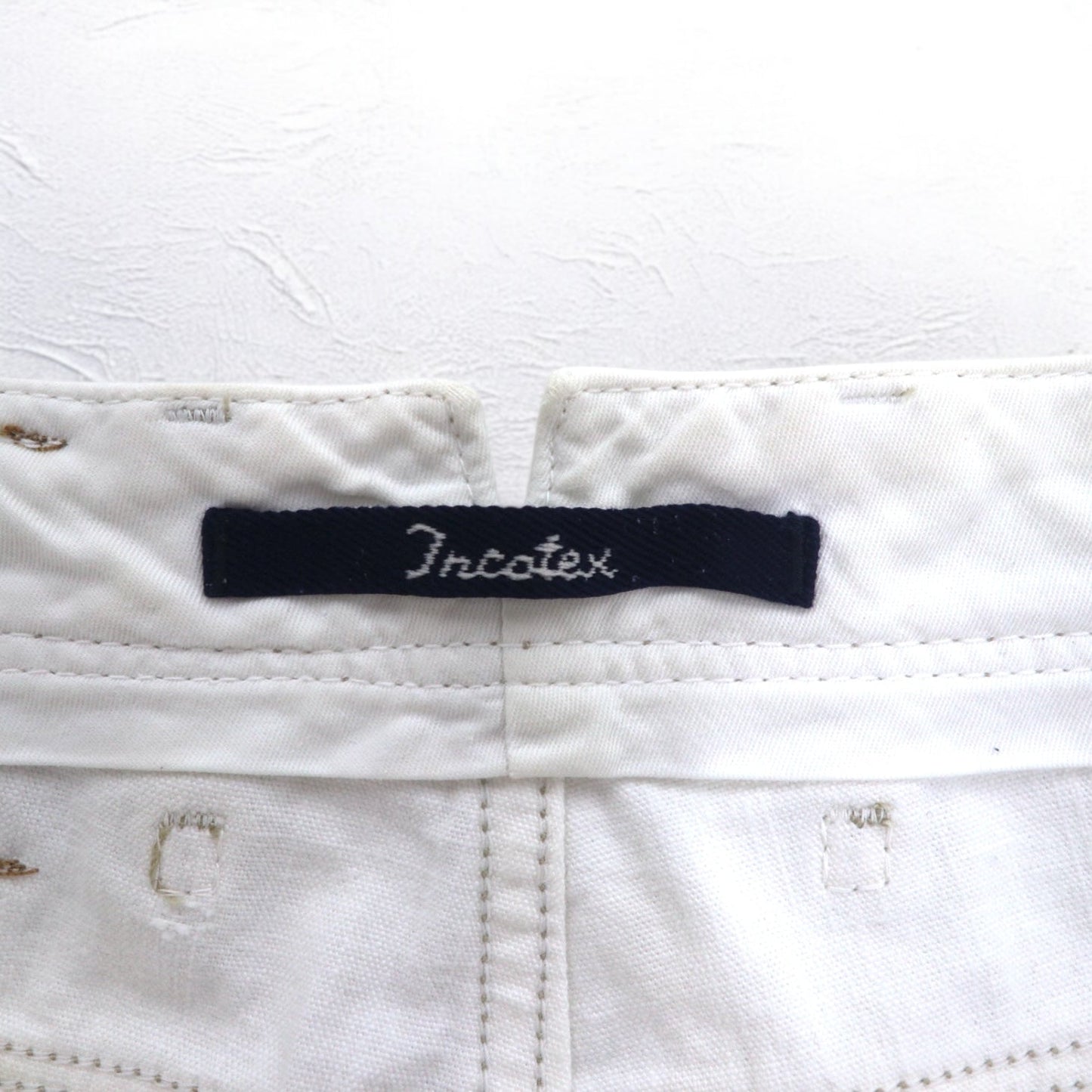 INCOTEX ルーマニア製 デニムパンツ M ホワイト コットン TOMM SLIM レザーパッチ ジッパーフライ
