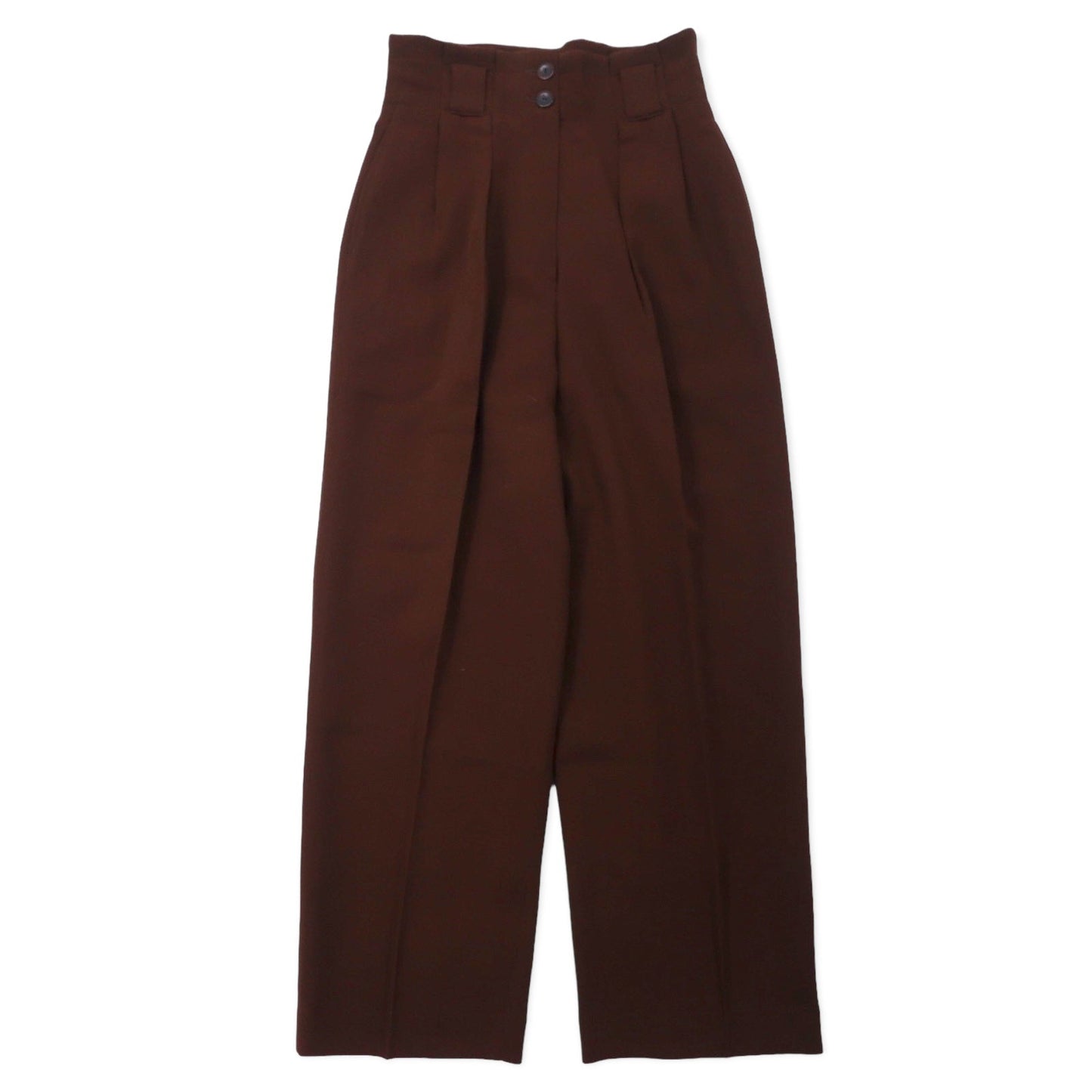 KENZO 2タック ハイウエスト ワイド スラックスパンツ 2 ブラウン ウール オールド 日本製