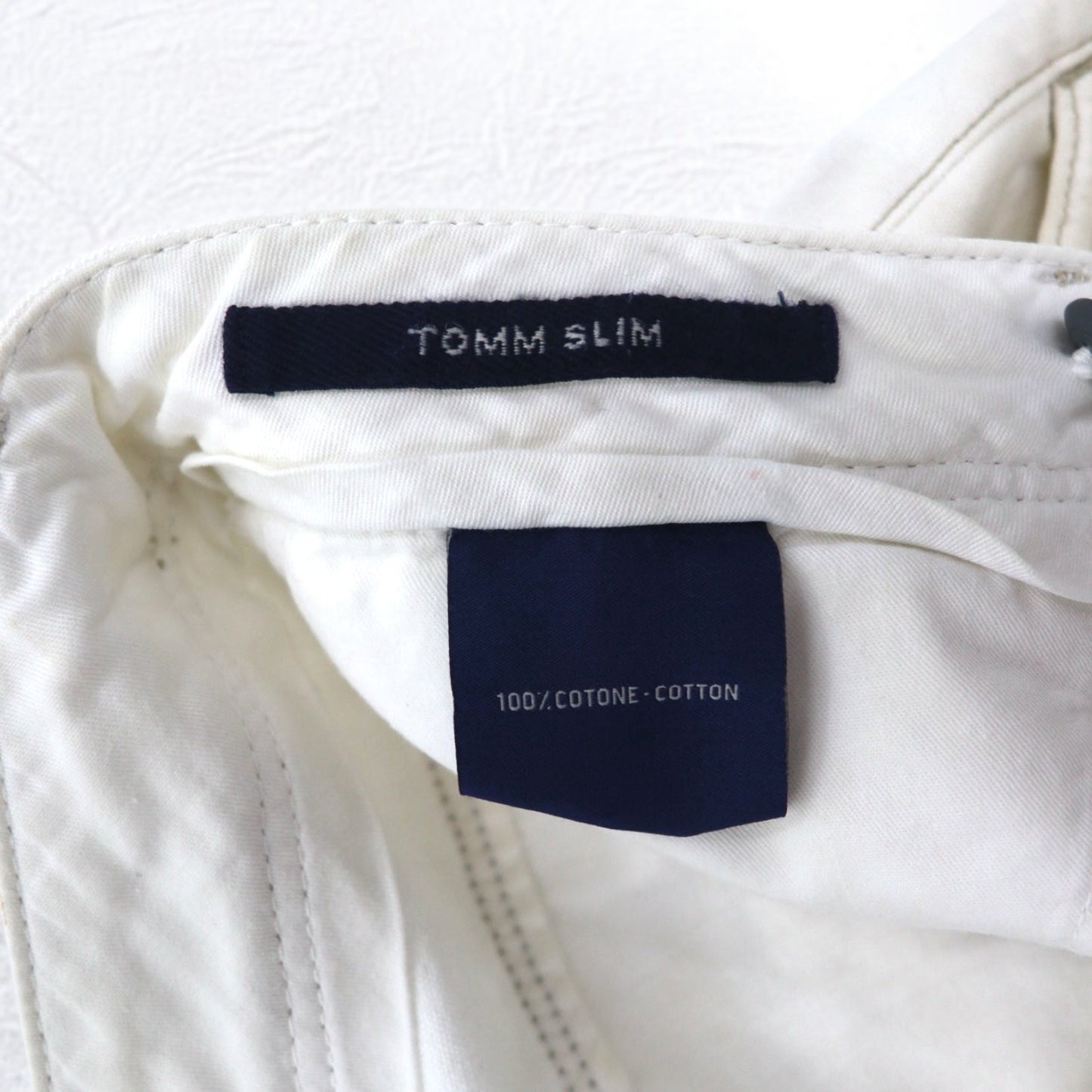INCOTEX ルーマニア製 デニムパンツ M ホワイト コットン TOMM SLIM レザーパッチ ジッパーフライ