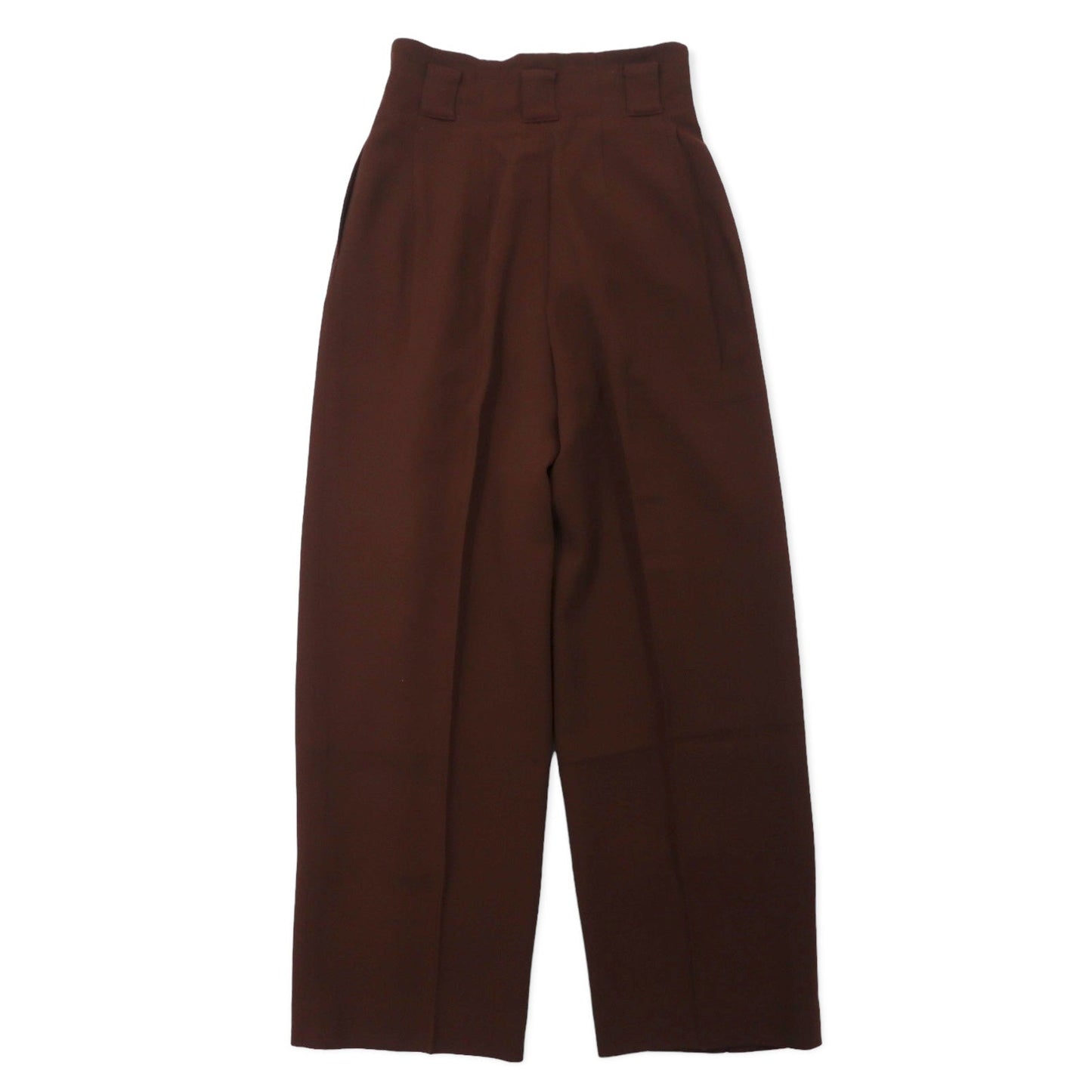 KENZO 2タック ハイウエスト ワイド スラックスパンツ 2 ブラウン ウール オールド 日本製