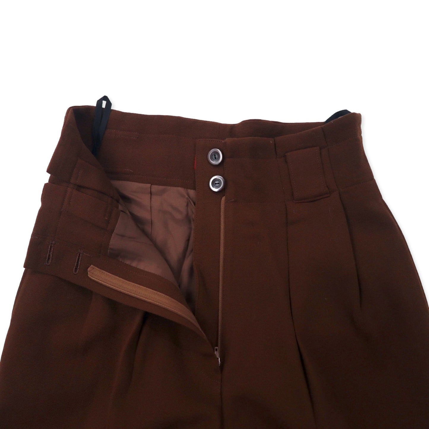 KENZO 2タック ハイウエスト ワイド スラックスパンツ 2 ブラウン ウール オールド 日本製