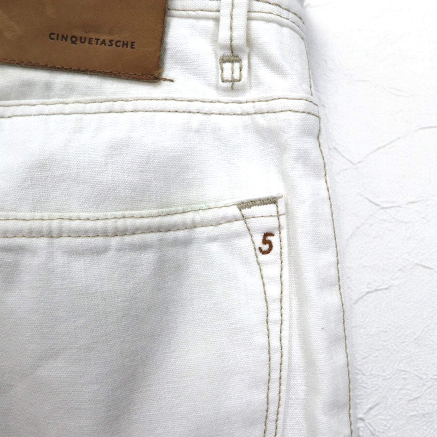 INCOTEX ルーマニア製 デニムパンツ M ホワイト コットン TOMM SLIM レザーパッチ ジッパーフライ