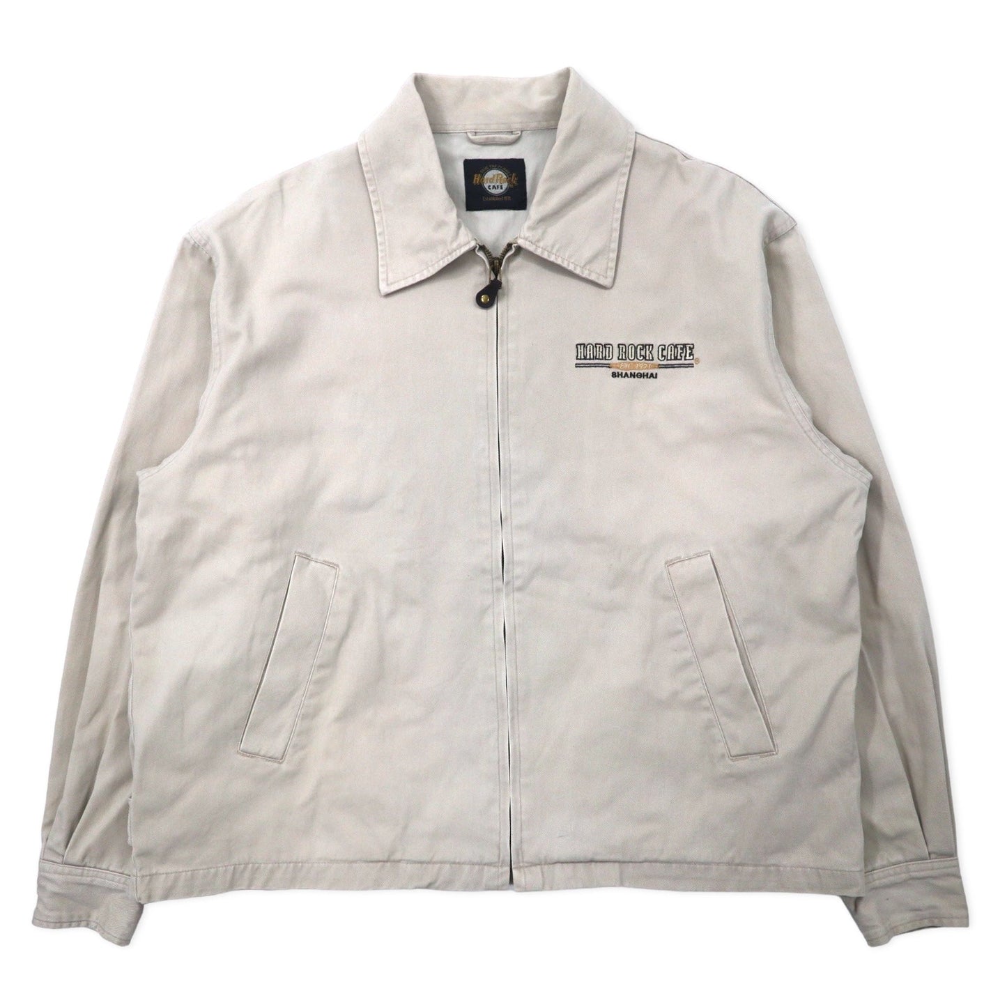 HARD ROCK CAFE 90年代 スウィングトップ ハリントンジャケット XL ベージュ コットン ロゴ刺繍