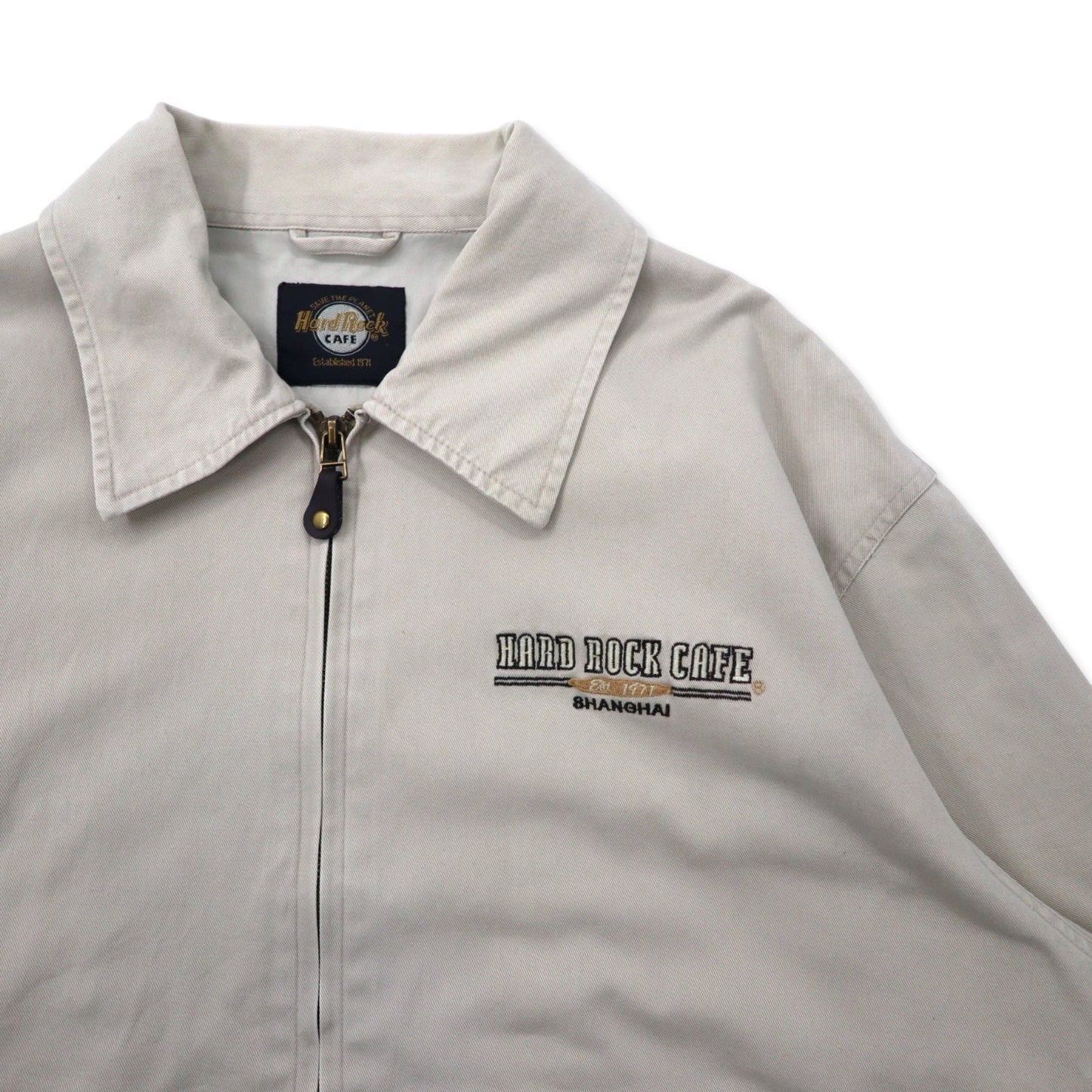 HARD ROCK CAFE 90年代 スウィングトップ ハリントンジャケット XL ベージュ コットン ロゴ刺繍
