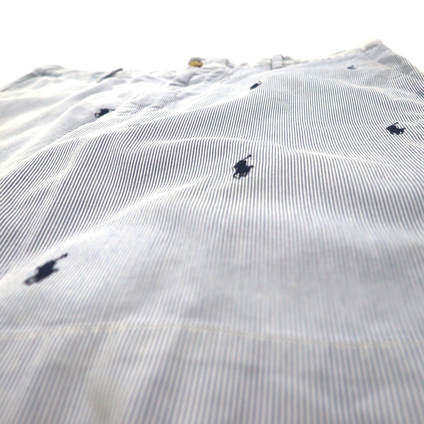 POLO RALPH LAUREN シアサッカー ショートパンツ ハーフパンツ L ストライプ ブルー ホワイト CLASSIC FIT 刺繍 オールオーバーポニー