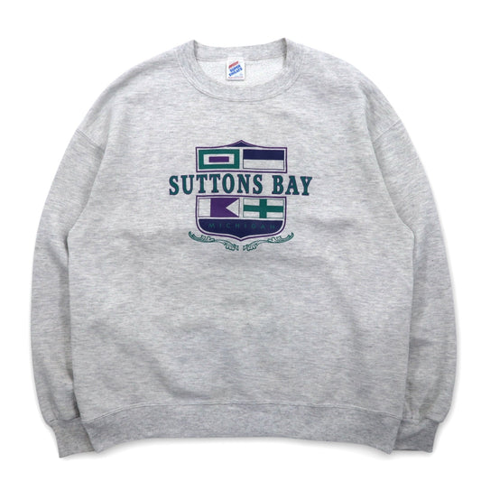 USA製 90年代 JERZEES SUPER SWEATS カレッジプリント スウェット L グレー コットン SUTTONS BAY