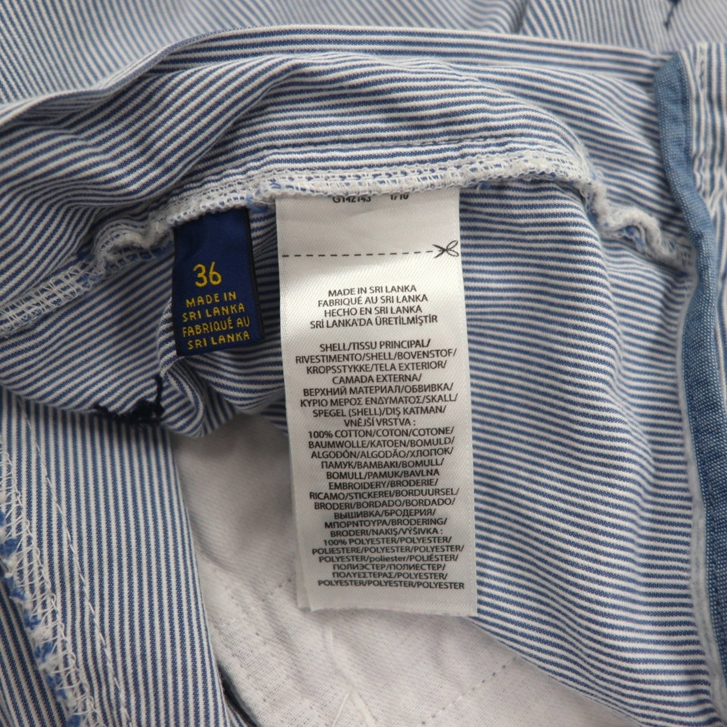 POLO RALPH LAUREN シアサッカー ショートパンツ ハーフパンツ L ストライプ ブルー ホワイト CLASSIC FIT 刺繍 オールオーバーポニー