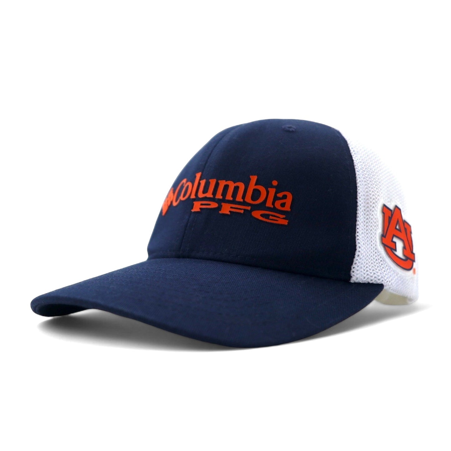Columbia PFG メッシュキャップ S/M ネイビー ホワイト コットン ポリエステル FLEXFIT オーバーン大学 NCAA CU0115