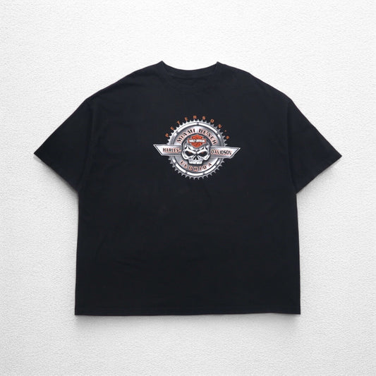 HARLEY DAVIDSON スカル 両面プリント Tシャツ 3XL ビッグサイズ ブラック コットン MIAMI BEACH