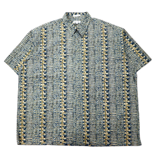 pierre cardin 90年代 レトロ 総柄 半袖シャツ アロハシャツ 3XLT グレー コットン ビッグサイズ