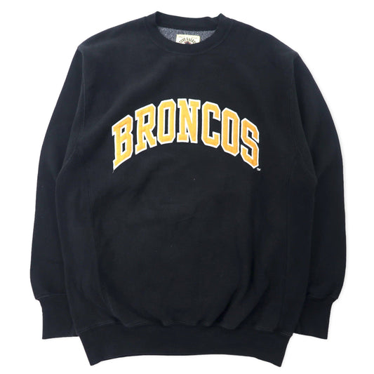 STEVE & BARRY'S リバースウィーブ スウェット L ブラック コットン パキ綿 裏起毛 NFL BRONCOSビッグサイズ