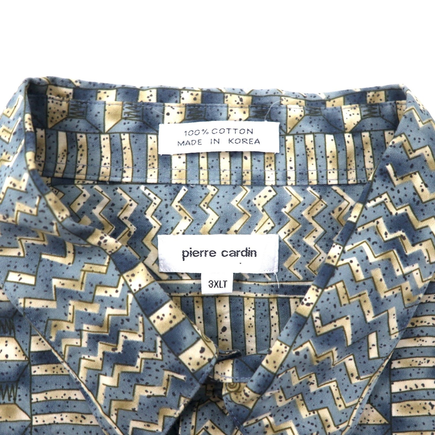 pierre cardin 90年代 レトロ 総柄 半袖シャツ アロハシャツ 3XLT グレー コットン ビッグサイズ
