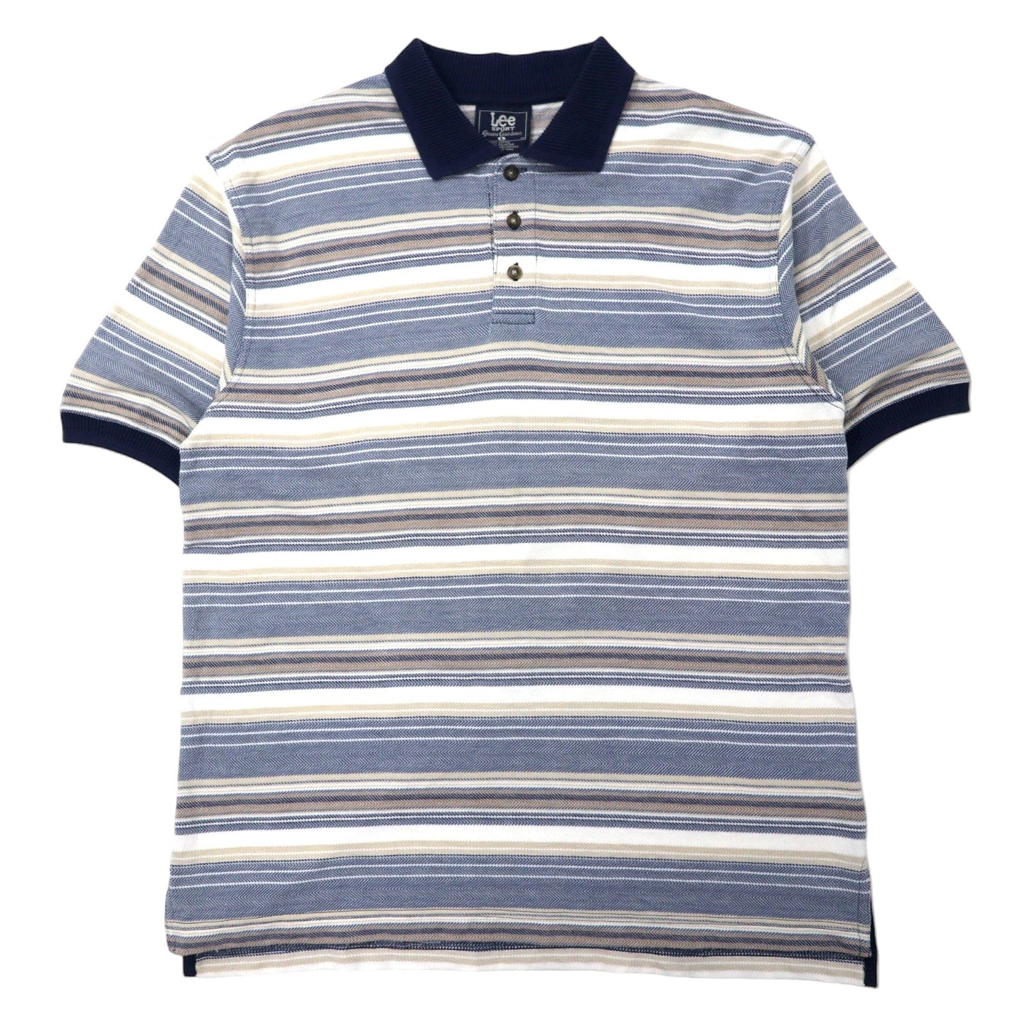 Lee SPORT 90年代 ボーダー ポロシャツ L ブルー マルチカラー コットン