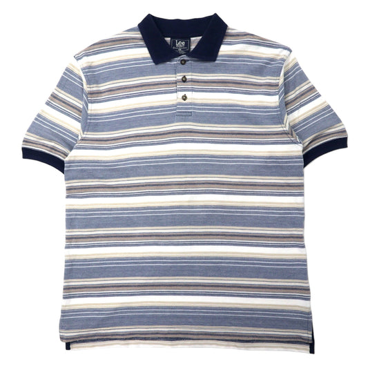Lee SPORT 90年代 ボーダー ポロシャツ L ブルー マルチカラー コットン