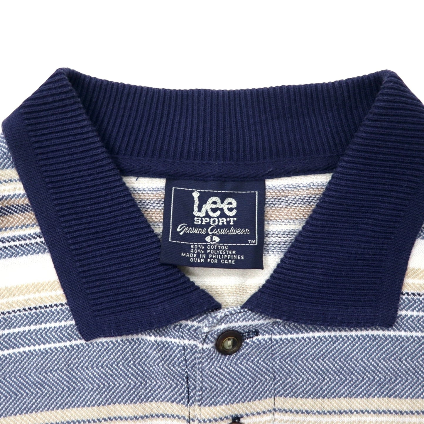Lee SPORT 90年代 ボーダー ポロシャツ L ブルー マルチカラー コットン