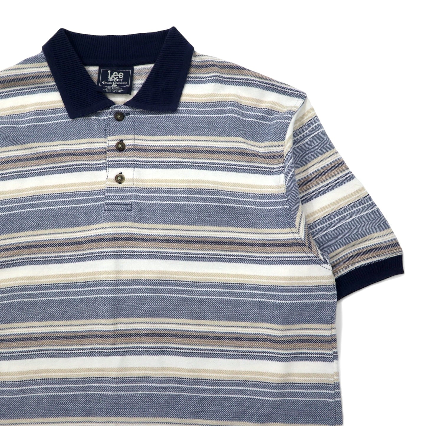 Lee SPORT 90年代 ボーダー ポロシャツ L ブルー マルチカラー コットン