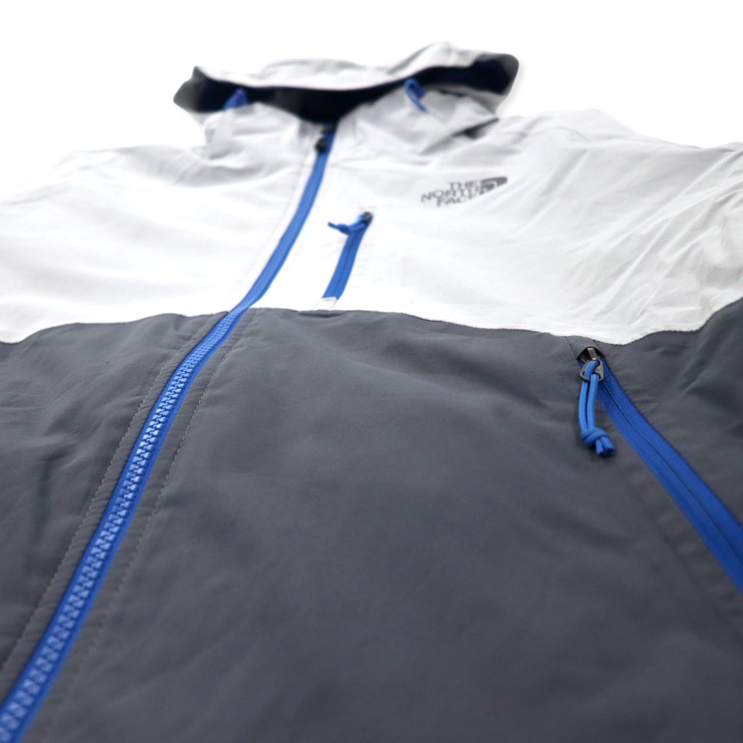 THE NORTH FACE マウンテンパーカー M グレー ポリエステル 防水 透湿 Hyvent ロゴプリント フード着脱式