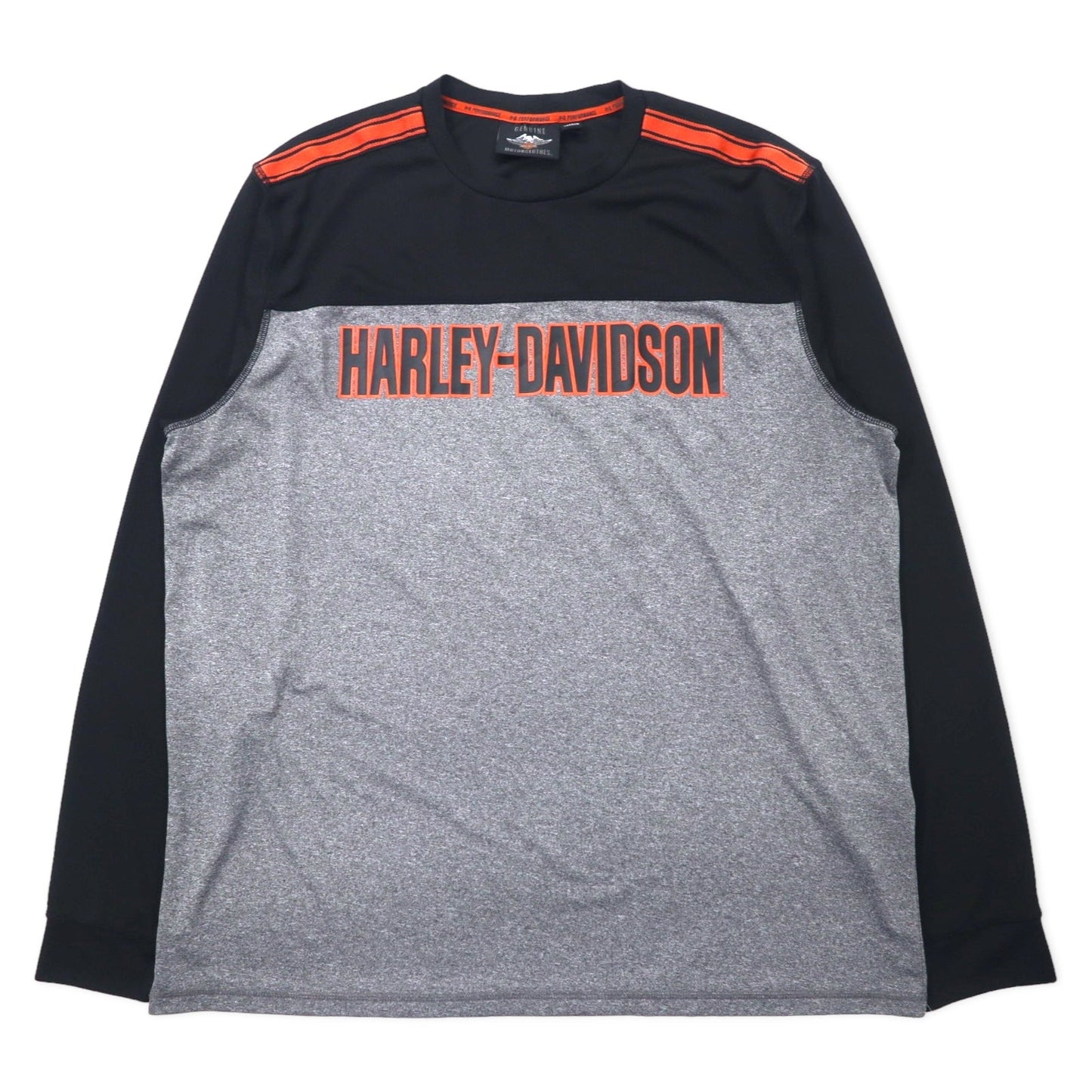 HARLEY DAVIDSON パフォーマンス ロングスリーブ Tシャツ ロンT XL グレー ポリエステル ロゴプリント