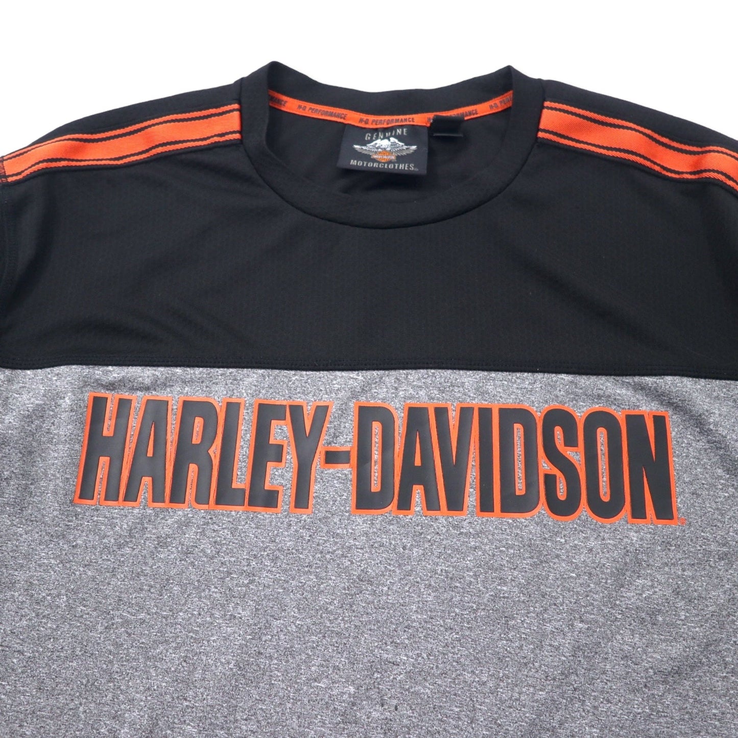 HARLEY DAVIDSON パフォーマンス ロングスリーブ Tシャツ ロンT XL グレー ポリエステル ロゴプリント
