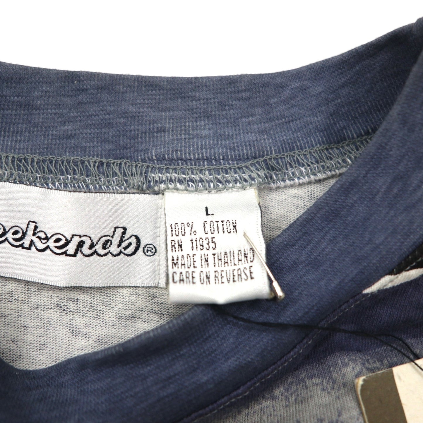 90年代 weekends ネイティブ柄 Tシャツ L グレー 総柄 ボーダー コットン 未使用品