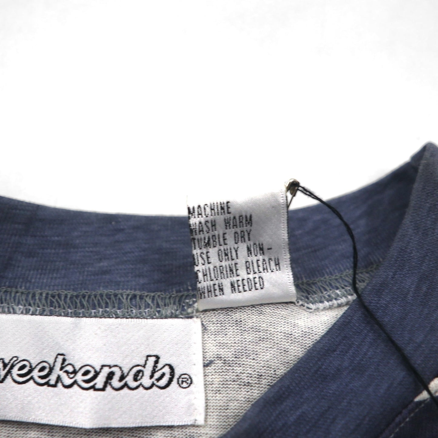 90年代 weekends ネイティブ柄 Tシャツ L グレー 総柄 ボーダー コットン 未使用品
