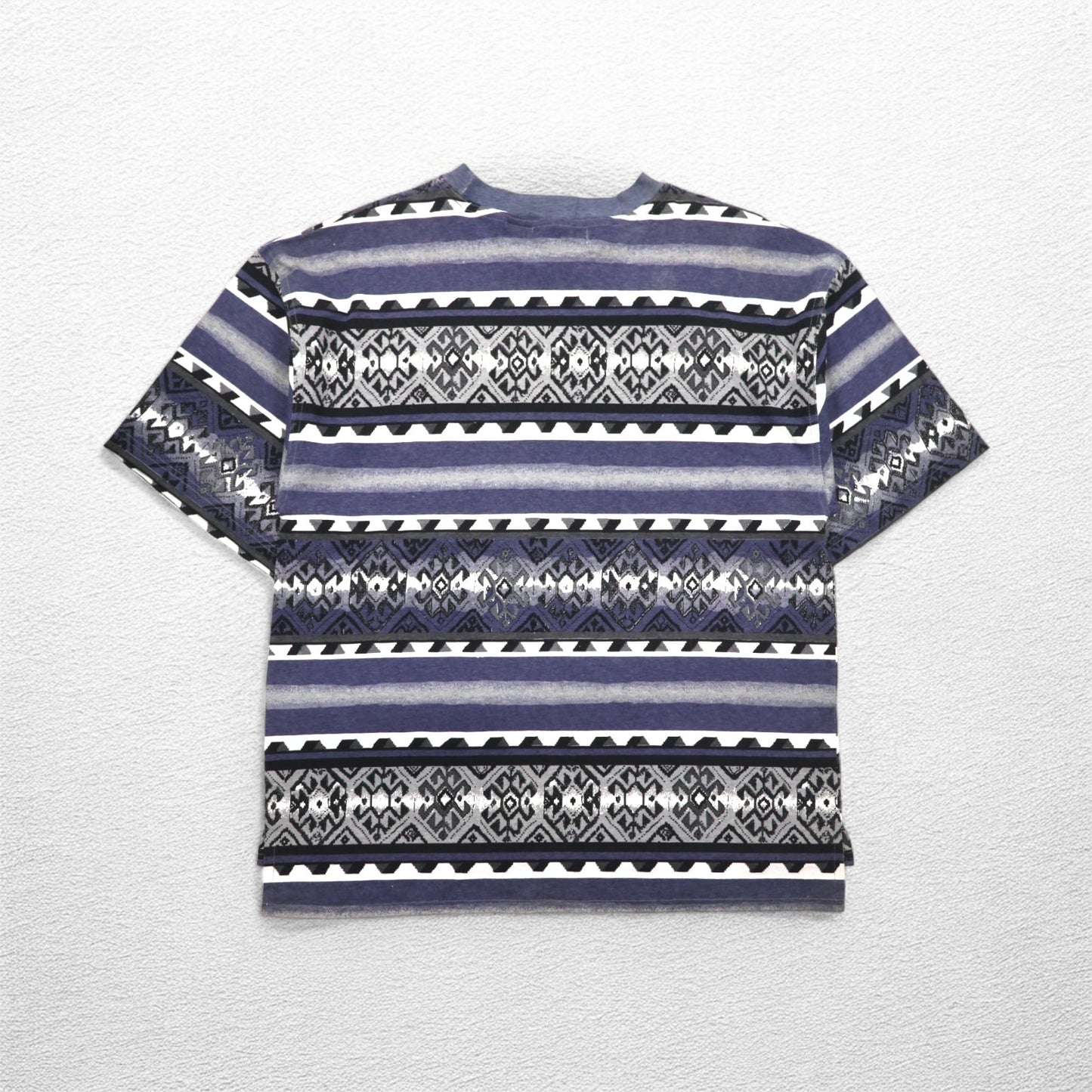 90年代 weekends ネイティブ柄 Tシャツ L グレー 総柄 ボーダー コットン 未使用品