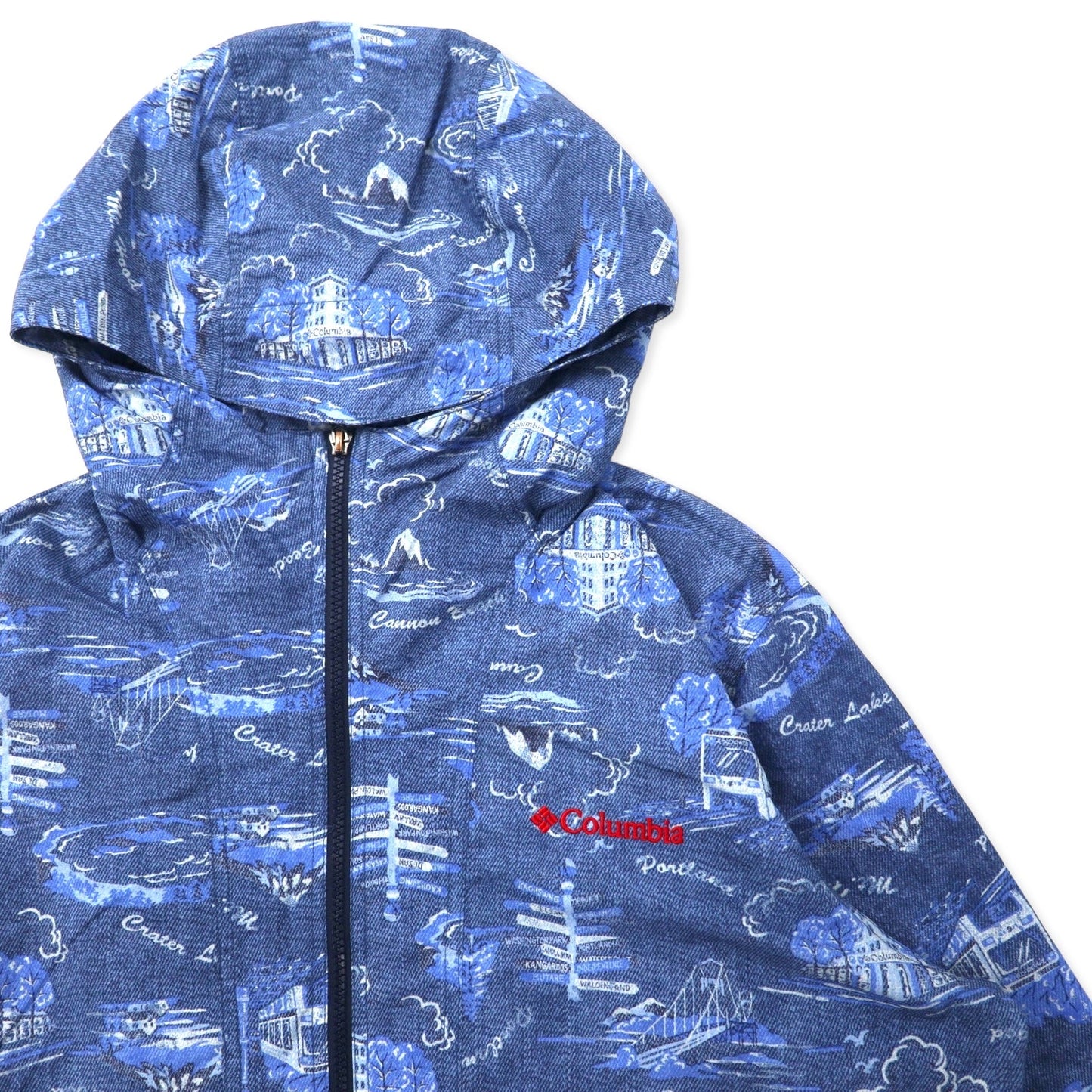 Columbia ヘイゼンパターンドジャケット XL ブルー 総柄 ナイロン 撥水 パッカブル HAZEN PATTERNED JACKET PM3728
