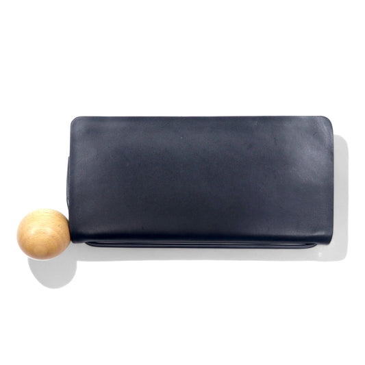 Building Block book wallet a clutch and wallet 長財布 クラッチバッグ ブラック レザー ウッドボール
