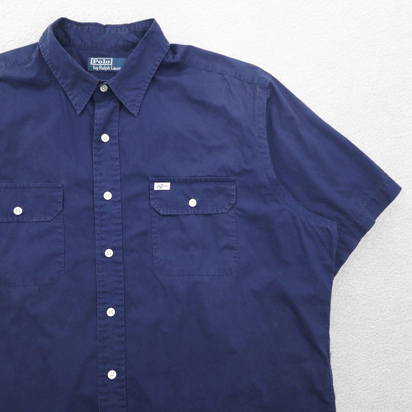 Polo by Ralph Lauren 90年代 半袖 シャツ XL ネイビー コットン 胸ポケット