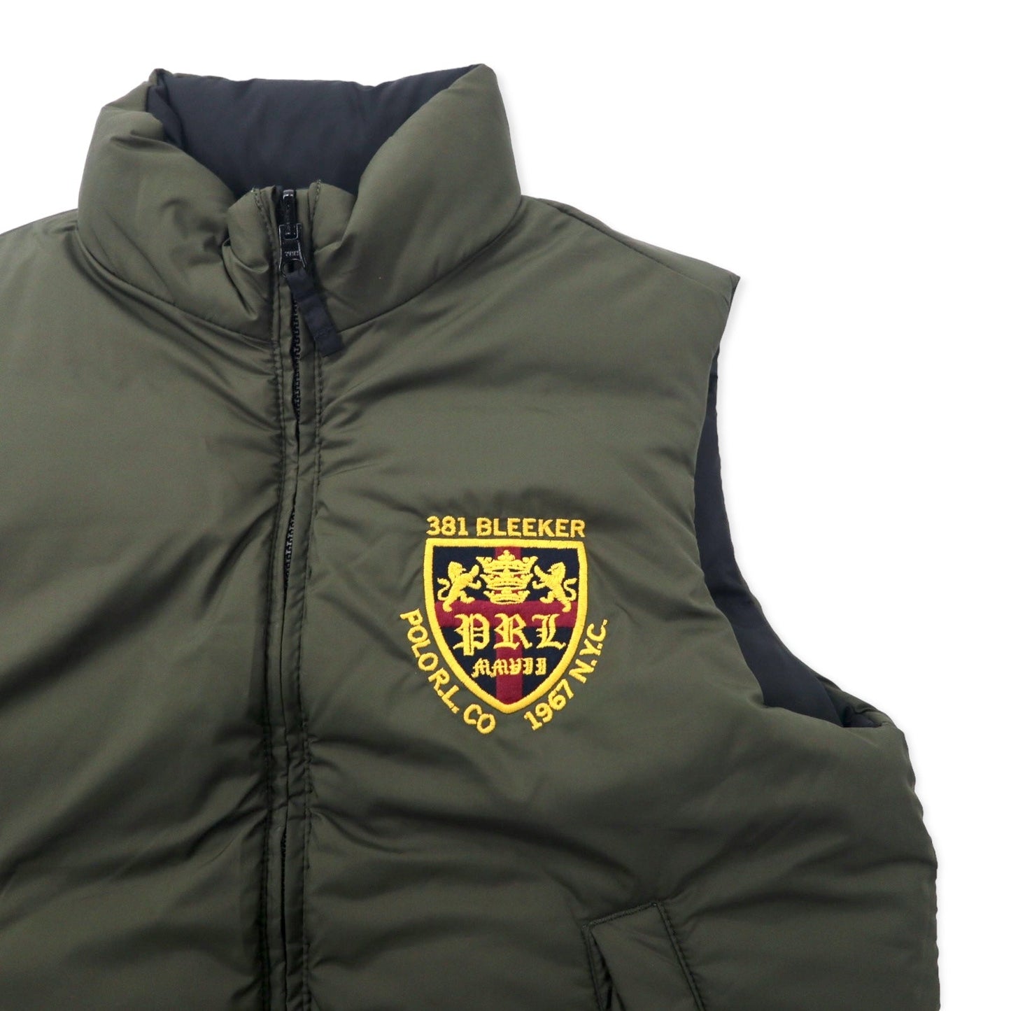 Polo by Ralph Lauren リバーシブル ダウンベスト M カーキ ブラック ポリエステル 381 BLEEKER スモールポニー刺繍